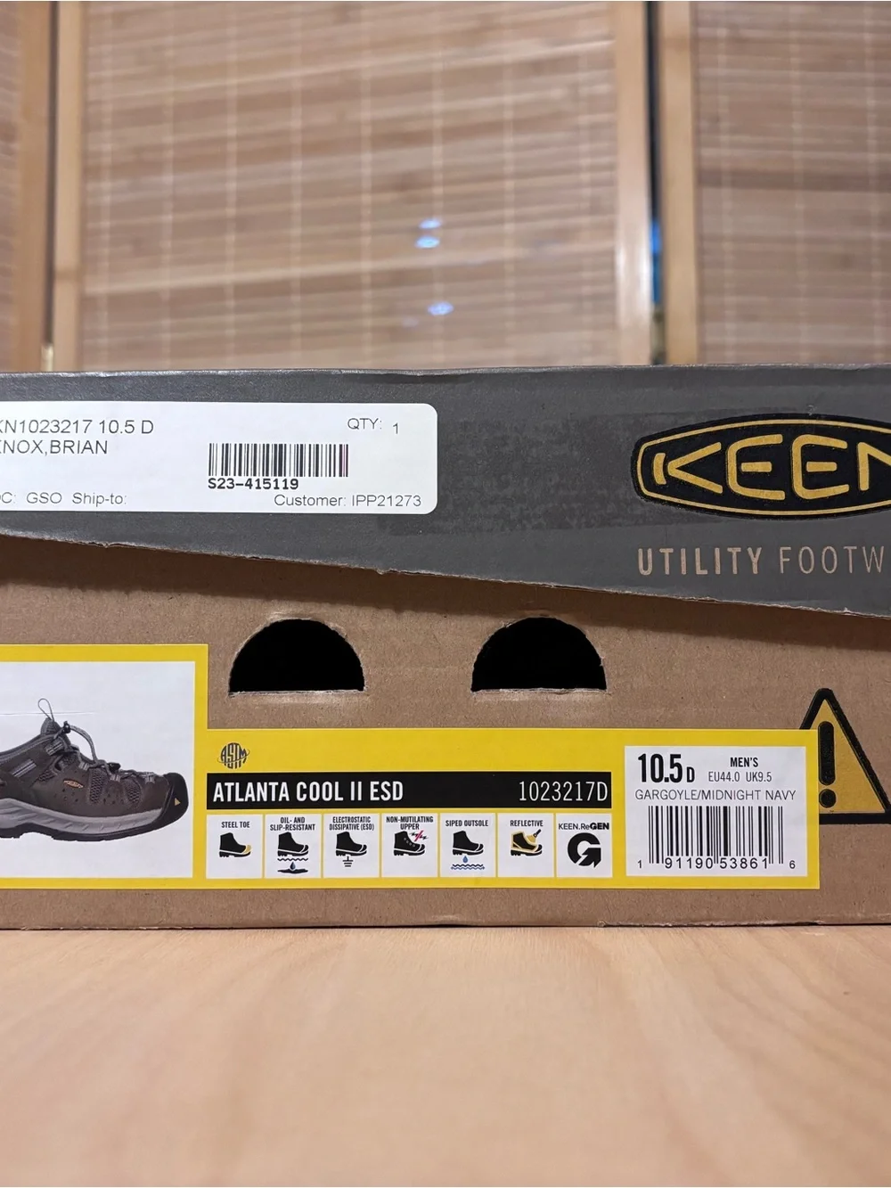 KEEN Utility Atlanta Cool II ESD Steel Toe Work Shoes Men’s 10.5 D Gargoyle/Navy